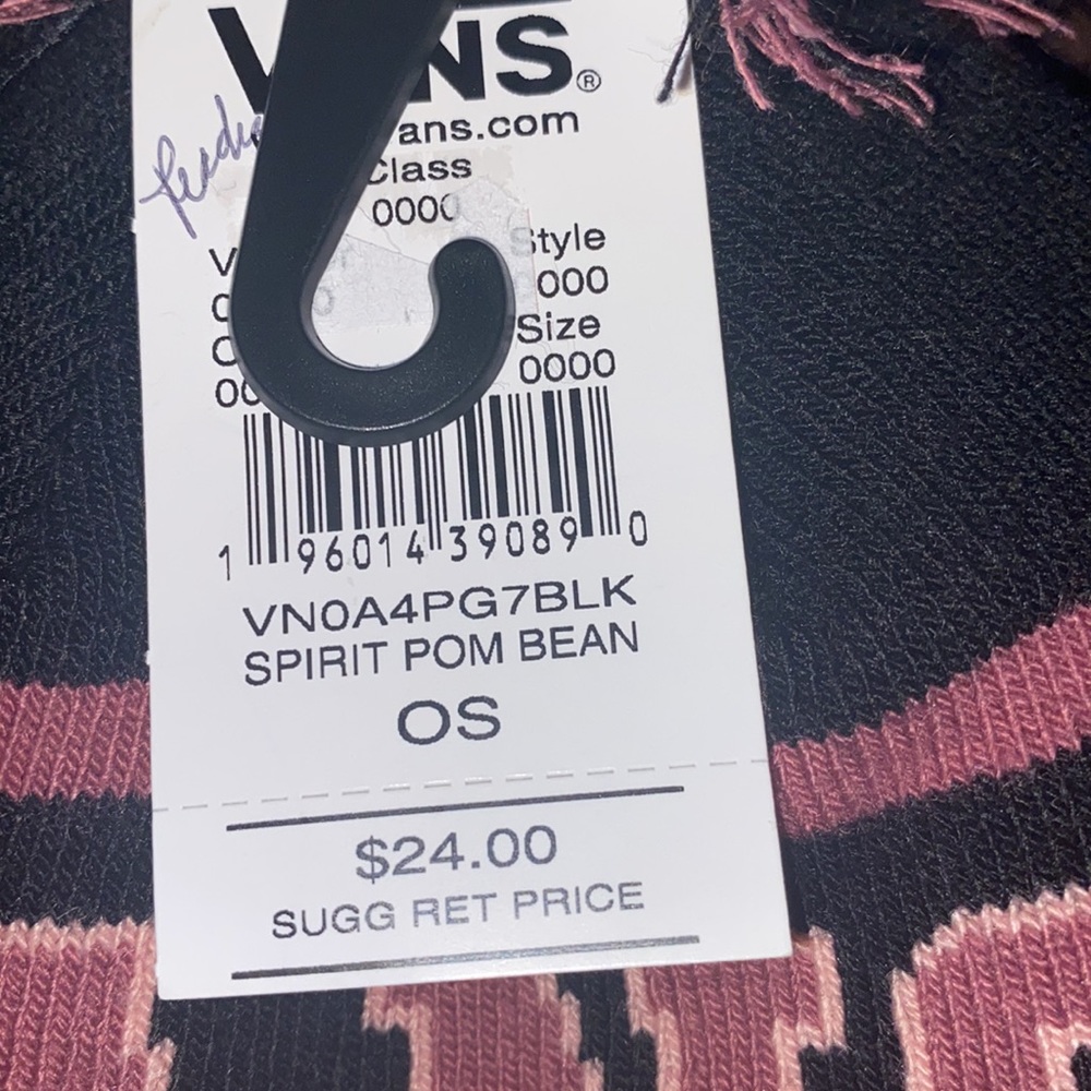 NWT Vans winter hat black & mauve checkered with Vans logo unisex - Picture 5 of 5